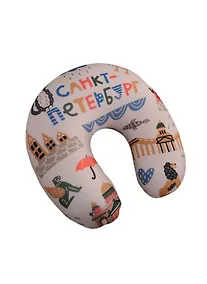 Купить Подушка на шею антистресс «СПб Символы города», (35х35 см), (бежевый) — Фото №1