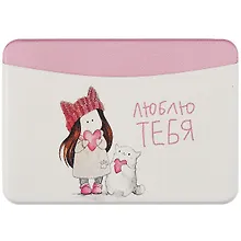 Купить Чехол для карточек горизонтальный Люблю тебя (девочка с котом) — Фото №1