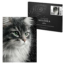 Купить Алмазная  мозаика (набор для творчества) арт. 74159 / 25 КОТ В СНЕГУ, размер: 30*40 см, размер холста: 30*40 см — Фото №1
