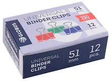 Купить Зажимы для бумаг 51 мм, 12 штук, цветные, Глобус — Фото №1