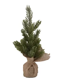 Купить Ёлочка настольная Зеленая красавица в мешочке (ПЭТ, дерево, текстиль) (10х20) — Фото №1