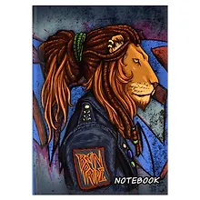 Купить Записная книжка А6 80л кл. "КРУТОЙ ЛЕВ" тв.переплёт, полноцв.печать, выб.УФ-лак, мат.ламинация — Фото №1