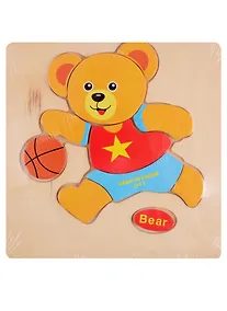 Купить Деревянная пазл-рамка фигурная Рыжий кот Медвежонок баскетболист (11эл.) 15х15см ИД-9980 — Фото №1