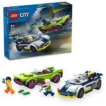 Купить 60415 Конструктор детский LEGO City Погоня полицейской машины за гоночным автомобилем, 213 деталей, возраст 6+ — Фото №1
