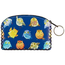 Купить Кошелек на молнии Совы на синем фоне (9х13) (кожзам) — Фото №1