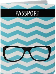 Купить Обложка для паспорта Зигзаг бирюзовый с очками (ПВХ бокс) — Фото №1