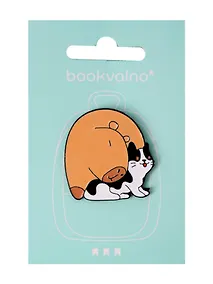 Купить Значок Капибара с котиком (металл) (12-5769-A26) — Фото №1