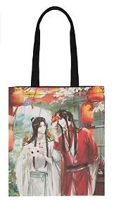 Купить Сумка-шоппер Благословение небожителей Се Лянь и Хуа Чэн с масками (цветная) (текстиль) (40х32) (СК2024-275) — Фото №1