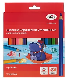 Купить Карандаши цветные 12 цветов "Мультики" трехгранные, с точилкой — Фото №1