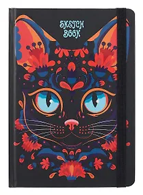 Купить Скетчбук А5 80л "КОТ ЛЯ РУС" 100г/м2, тв.обложка, выб.лак, резинка, мат.ламинация — Фото №1