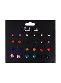 Купить Бижутерия Пусеты в наборе, 12 пар Стразы микс (упаковка) — Фото №1