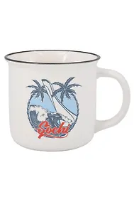 Купить Кружка матовая прямая Круг,пальмы (фарфор) (350мл) (Сочи) (065-8-135-44) — Фото №1