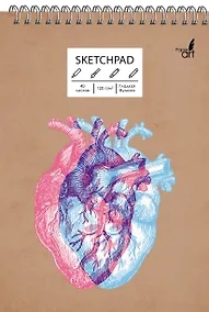 Купить Скетчбук А5 40л "Heart", 120г/м2, обложка крафт картон, выборочный лак, евроспираль — Фото №1