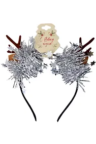 Купить Ободок новогодний Рожки олененка с ушками и мишурой (текстиль) (12-6142-HNY11) — Фото №1