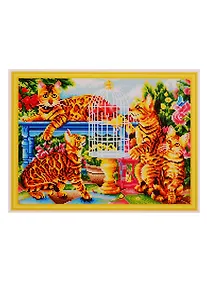 Купить Набор для творчества, Рыжий Кот, Алмазная мозаика Бенгальские коты в саду (класс.) 40х50см, с подр.,с полн. заполн.38 цв. AC4024 — Фото №1