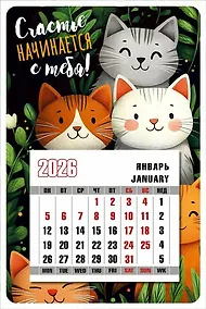 Купить Календарь 2026г 95*145 "Счастье начинается с тебя!" на магните — Фото №1
