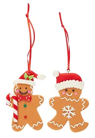 Купить Набор новогодних подвесных украшений Пряничные человечки (2шт) (пластик) (ПВХ бокс) (7х10) (12-07253CR-8) — Фото №1