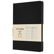 Купить Ежедневник дат. 2027г. А5 176л "Soft Touch" черный, иск.кожа, интегр.переплет, тонир.блок, скругл.углы, ляссе, инд.уп — Фото №1