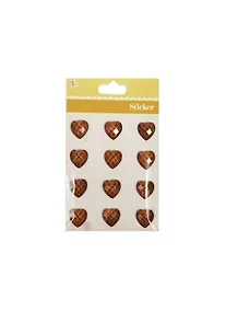 Купить Стикеры имитация дерева на картонке Сердца (11034704) (2см) (12шт) (подвес) (упаковка) — Фото №1