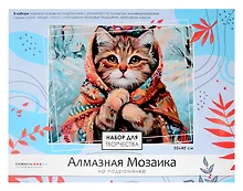 Купить Алмазная мозаика на подрамнике 30*40 см (полная выкладка) "Кот зимой" — Фото №1