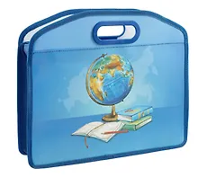 Купить Папка для тетрадей А4 "ГЛОБУС" полипропилен, 37*30*11см, молния, вырубн.ручка в пласт.окантовке, дно с расширением — Фото №1