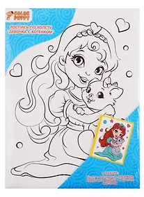 Купить Набор для творчества Color Puppy Роспись по холсту Девочка с котенком 15*20см — Фото №1