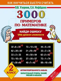 Купить 3000 примеров по математике. Найди ошибку. Три уровня сложности. 2 класс — Фото №1