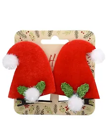 Купить Заколки новогодние Колпаки Деда Мороза (2шт) (текстиль) (12-6142-HNY21) — Фото №1
