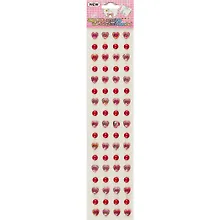 Купить Полубусины Сердечки красные радужные с полужемчужинами — Фото №1