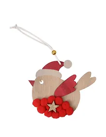 Купить Новогоднее подвесное украшение Птичка в колпачке (дерево, ПВХ) (11х12) — Фото №1
