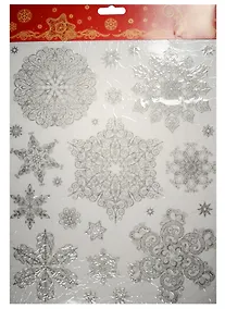 Купить Новогоднее оконное украшение Снежинки серебряные 1 (30х38) — Фото №1