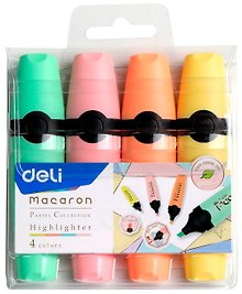 Купить Текстовыделители 04цв "Macaron" скош. наконечник, подвес, Deli — Фото №1
