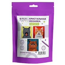 Купить Кристальная (алмазная) мозаика  "ФРЕЯ" ALVM-303 набор магнитов "Мемные котики" 9 х 9 см — Фото №1