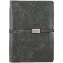 Купить Ежедневник-органайзер недат. А5+ 160л 160*225 "Жатка" серый, кожзам, мягкий переплет, тонир.блок, 4 кольца, гориз.резинка — Фото №1