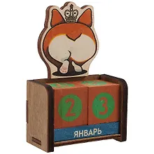 Купить Календарь вечный Корги с короной (7х10,5х3,5) (дерево) (kd1) — Фото №1