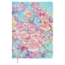 Купить Ежедневник недат.  А6+ 120л 126х174 "Наппа" ВИШНЯ ЦВЕТЁТ , иск.кожа, мягкий переплет, тиснение фольгой, офсет, ляссе — Фото №1