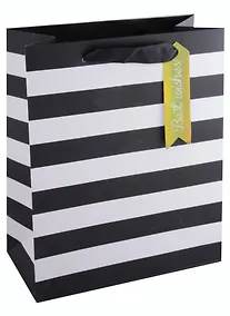 Купить Пакет А4 26*32*12,5 "Black and white" нейтр., бум., блестки сыпучки, тег из "золотого" картона — Фото №1