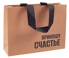 Купить Пакет А5 21*27,5*8 "Приношу счастье" крафт, горизонт., нейтр. — Фото №1