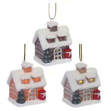 Купить Украшение новогоднее Домик с подсветкой, 3 варианта (фарфор) (7х5х8) — Фото №1