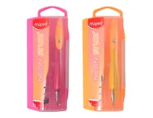 Купить Циркуль школьный 120мм " NEON STUDY", с запасн.грифелем, металлический, ассорти, пластик.футляр, подвес, Maped — Фото №1