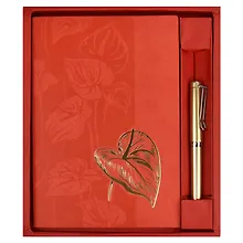 Купить Ежедневник недат. А5 120л "Виннер" коралловый + ручка шариковая, мягк.переплет, тиснение фольгой, блинтовое тиснение, офсет, ляссе, подар.упаковка — Фото №1