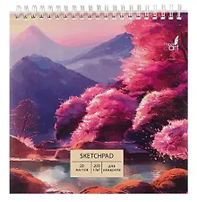 Купить Скетчбук 190*190 20л "На закате"  акварел. бумага, 200г/м2,тв.обложка, евроспираль — Фото №1