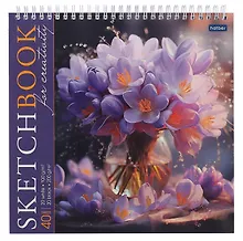 Купить Скетчбук 240*240 40л "Грация букета" черн. внутр блок 200 г/м2, белый внутр блок 100 г/м2, тв.обложка, гребень — Фото №1