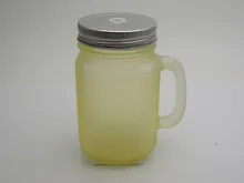 Купить Сувенир, Кружка для напитков Матовая Желтая из стекла, с крышкой из луженой стали, 450мл, 6,5*6*13см — Фото №1