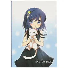 Купить Скетчбук Аниме Девушка с белым котиком (Сёдзё) (цветная) (124л) (14,5х21) — Фото №1