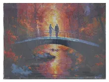 Купить Алмазная мозаика (классическая), с подрамником, с полным заполнением "Мост в лесу", 30 х 40 см — Фото №1