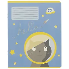 Купить Тетрадь в линейку Academy Style, "Кот в космосе", 12 листов, в ассортименте — Фото №1