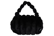 Купить Косметичка с объёмной ручкой «Полоски» (черная) (плюш) (23х14см) — Фото №1