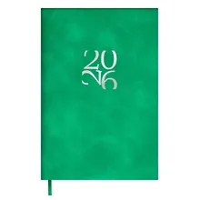 Купить Ежедневник дат. 2026г. А6 120л "Бейбискин" зеленый, кожзам, мягк. переплет, тисн. фольгой, офсет, справ.мат-лы, ляссе, инд.уп — Фото №1