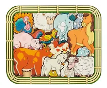 Купить Зоопазл деревянный "Переполох на ферме" 14 деталей — Фото №1